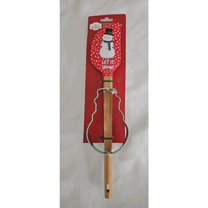 Holiday Time Snowman Spatula Cookie Cutter Set Silicone Wood Handle Baking Gift